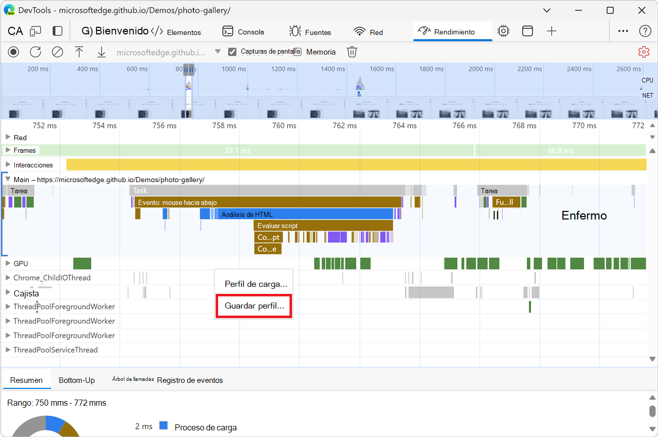 El elemento de menú 