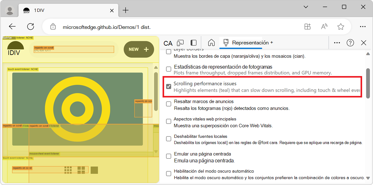 Problemas de rendimiento de desplazamiento indica que los objetos con restricciones de la ventanilla que no son de capa pueden dañar el rendimiento del desplazamiento