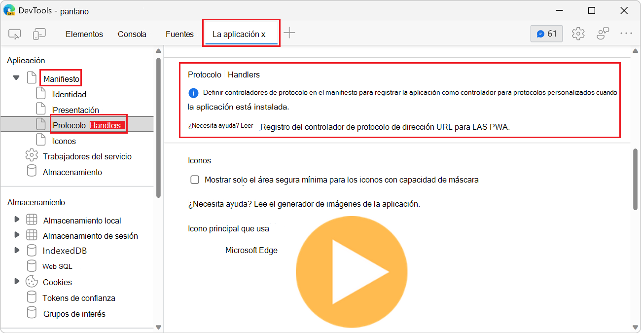 La sección Controladores de protocolo del panel Manifiesto sin protocolos definidos