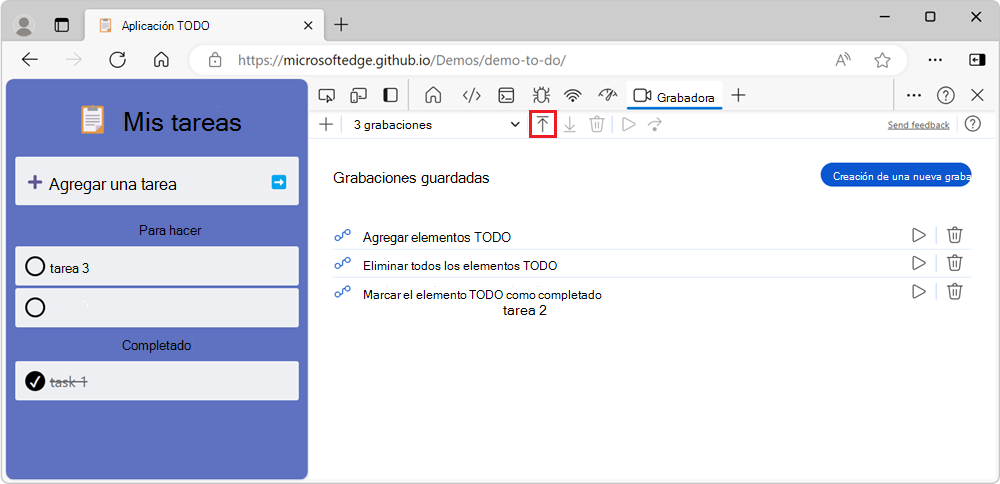 Botón Importar grabación
