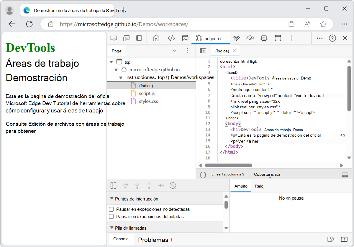 Editor HTML de la herramienta Orígenes