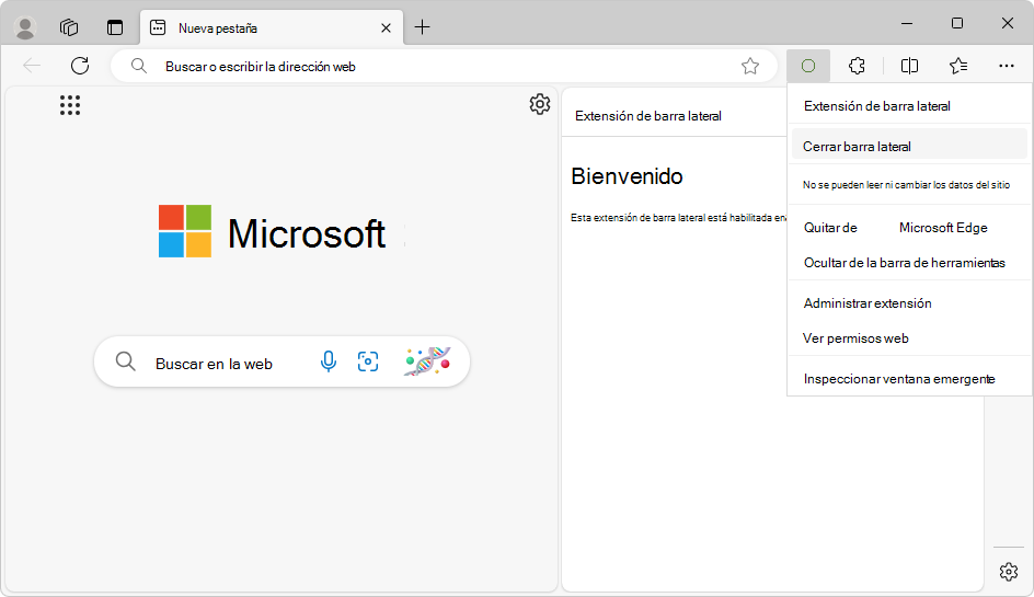 Haga clic con el botón derecho en el acceso directo de la barra de herramientas para cerrar la extensión.