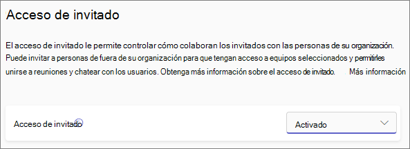 Permitir acceso de invitado conmutador establecido en Activado .