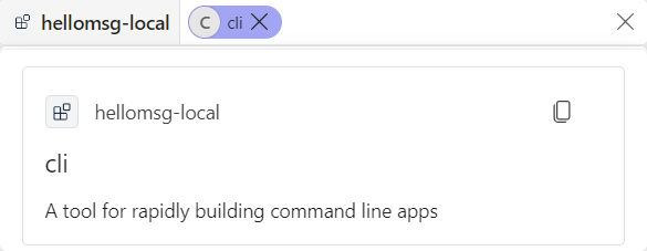 Captura de pantalla que muestra el resultado de la búsqueda como una tarjeta en el cuadro de comandos.