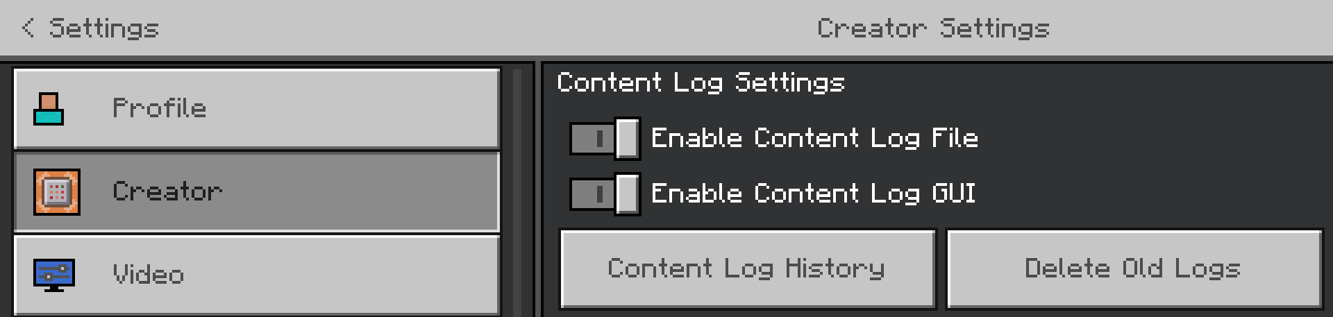 Opciones para habilitar el registro de errores