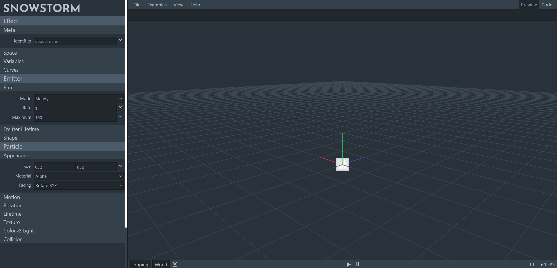 Interfaz de Snowstorm