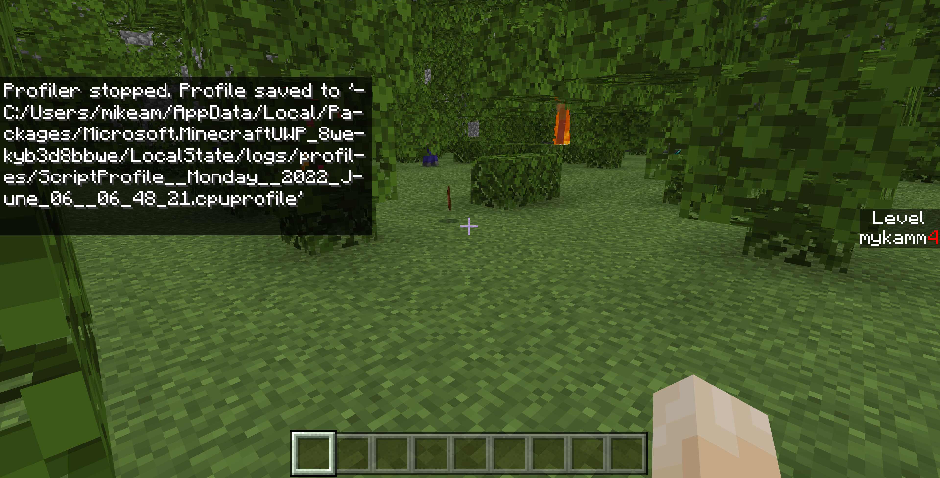 Results after saving a new profile