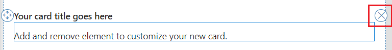Captura de pantalla de la etiqueta de texto marcador de posición para quitar en una nueva tarjeta en el diseñador de tarjetas.