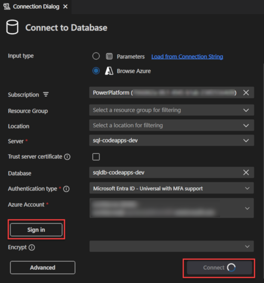 Conectado a Azure SQL Database en VS Code