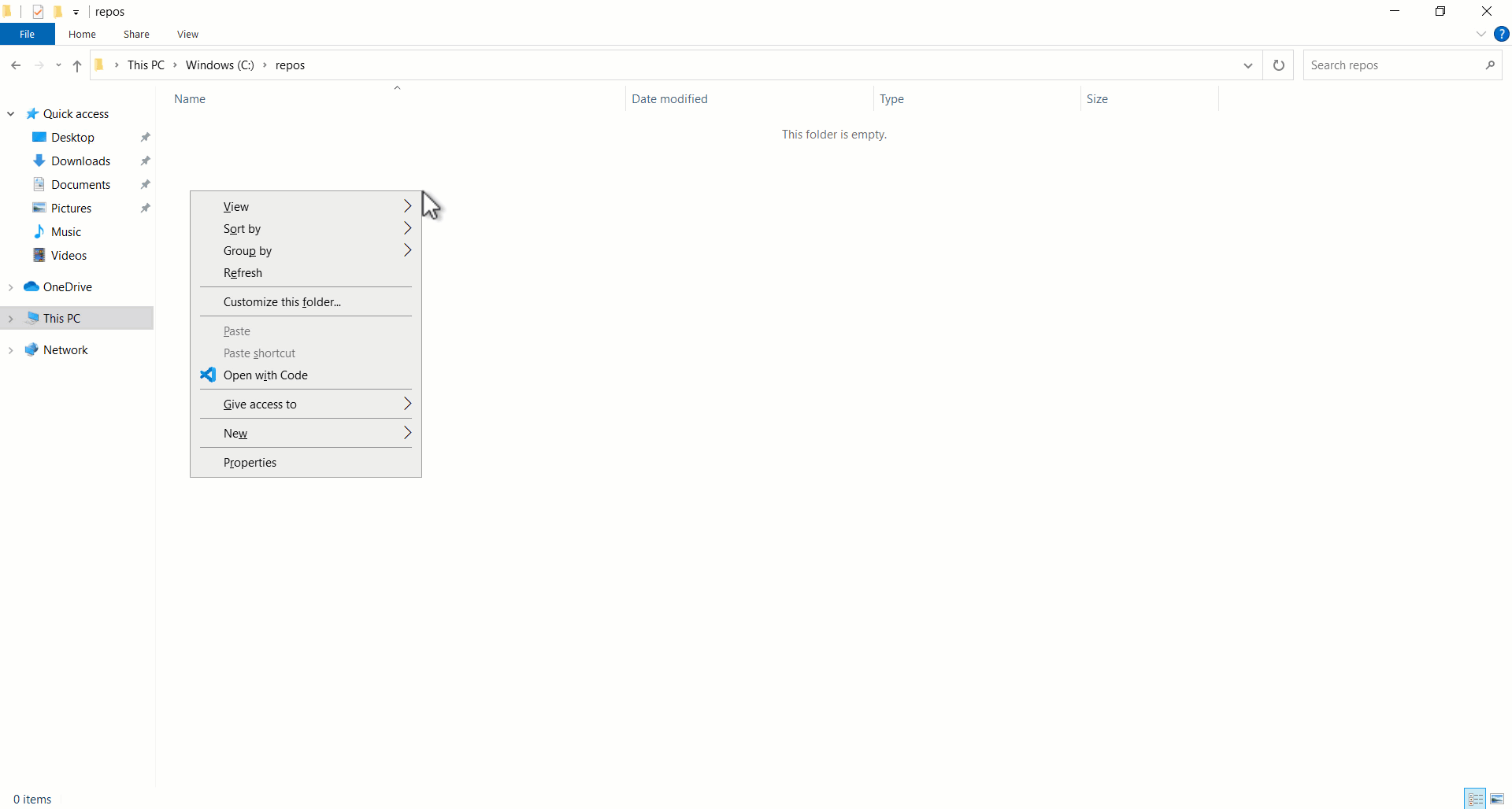 Captura de pantalla del comando pac pcf init que crea el componente de código ChoicesPicker.