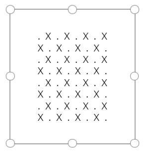 Texto con patrón de tablero de ajedrez mostrado en un control de etiqueta.