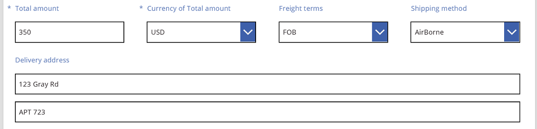 Dirección de entrega de pedido de venta: cambio de nombre de la etiqueta por altura.