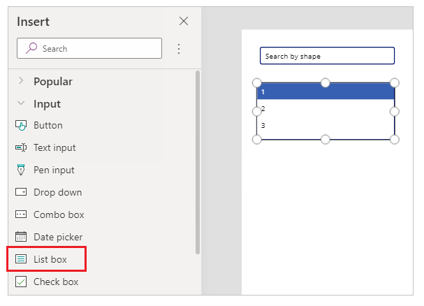 Insertar un control de cuadro de lista Insertar un control de cuadro de lista.