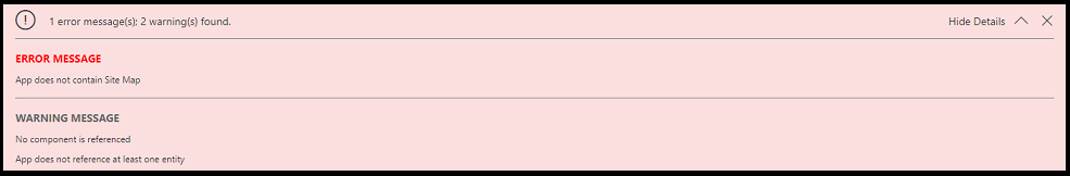 Barra de notificación que muestra advertencias en la aplicación Barra de notificación que muestra advertencias en la aplicación.