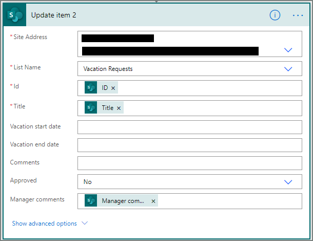 tarjeta actualizar elemento.
