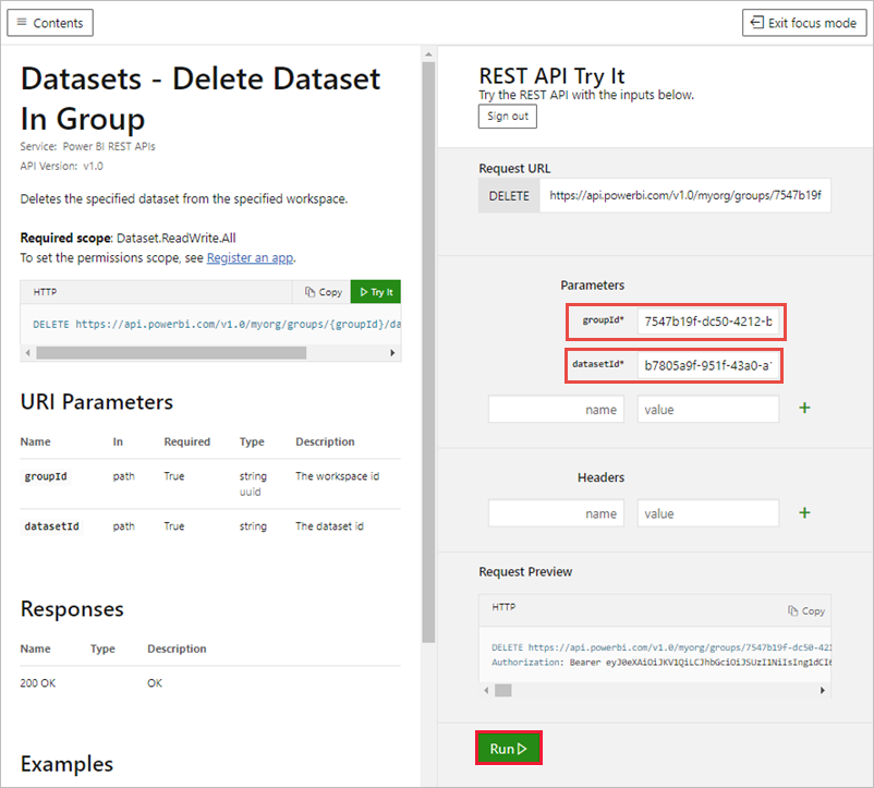 Captura de pantalla que muestra la prueba de la API de REST.