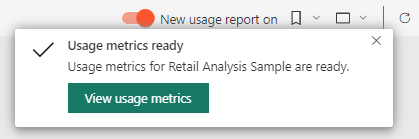 Captura de pantalla del cambio al informe de métricas de uso.