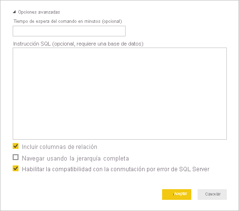 Captura de pantalla de SQL Server opciones avanzadas