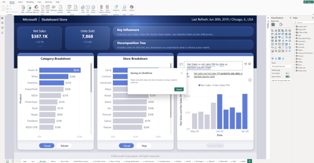 Captura de pantalla del cuadro de diálogo Guardar en Power BI.