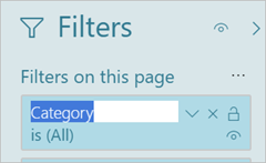 Screenshot of the Filters pane, highlighting the filter title.
