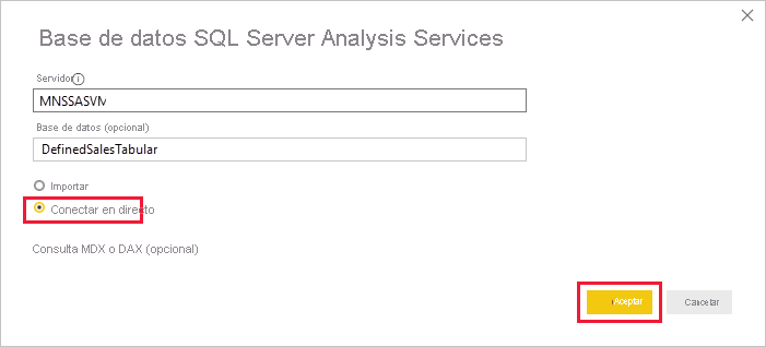 Screenshot of Analysis Services details.