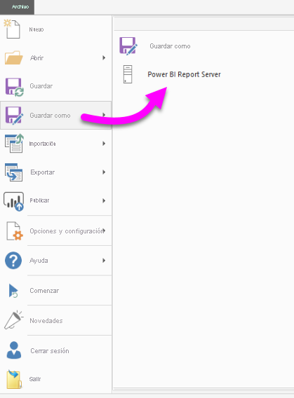 Captura de pantalla del guardado de PBI RS.