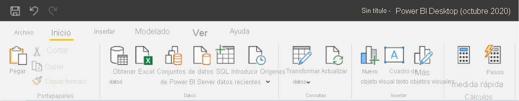 Screenshot of new ribbon in Power BI Desktop for Power BI Report Server.