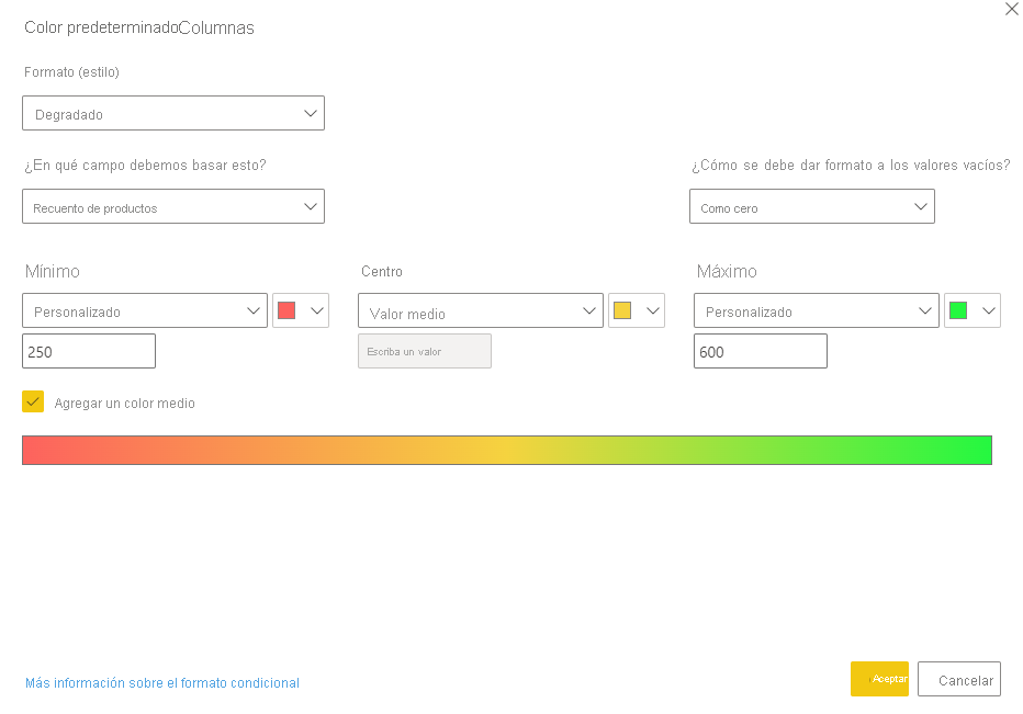 Screenshot fo Default color dialog with Color scale selected.