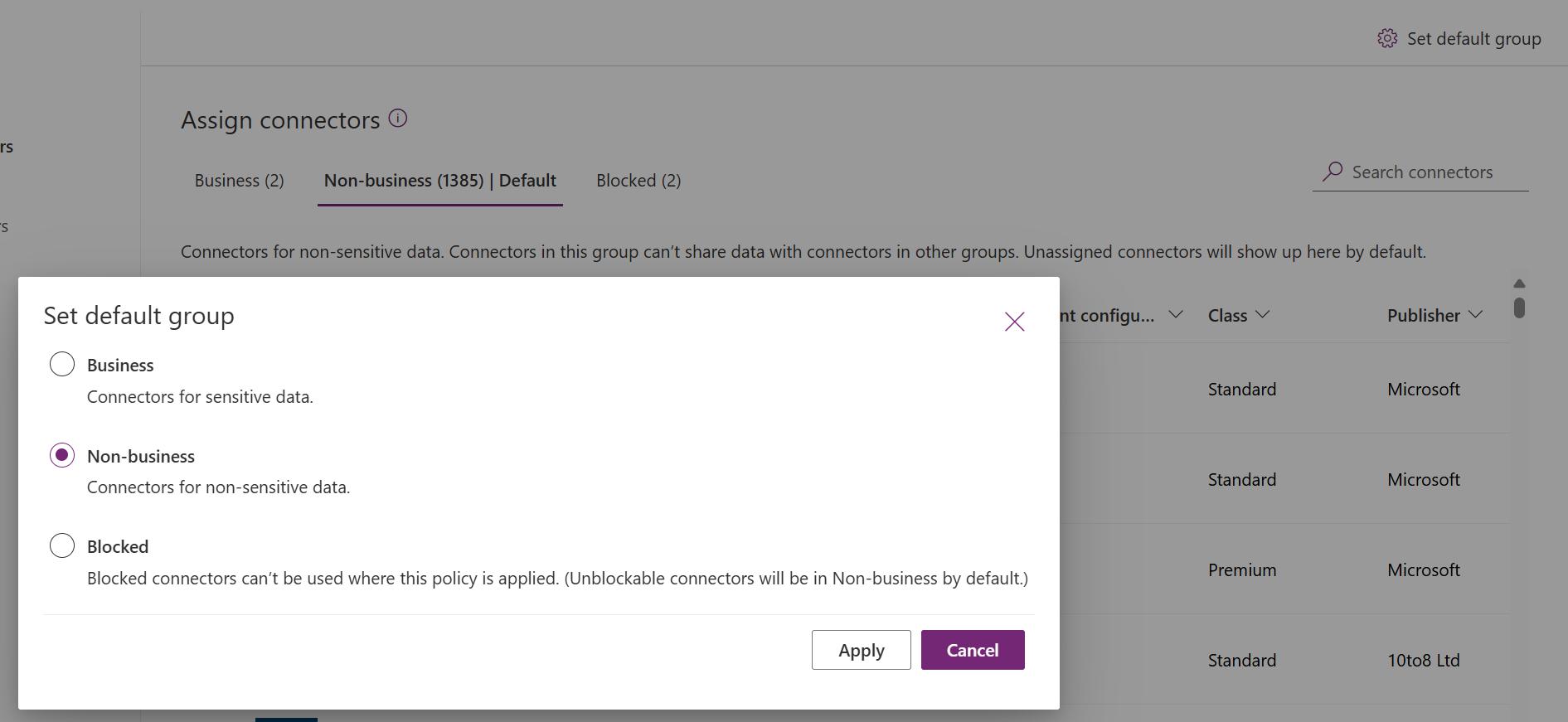 Establecer grupo predeterminado Establecer grupo predeterminado.