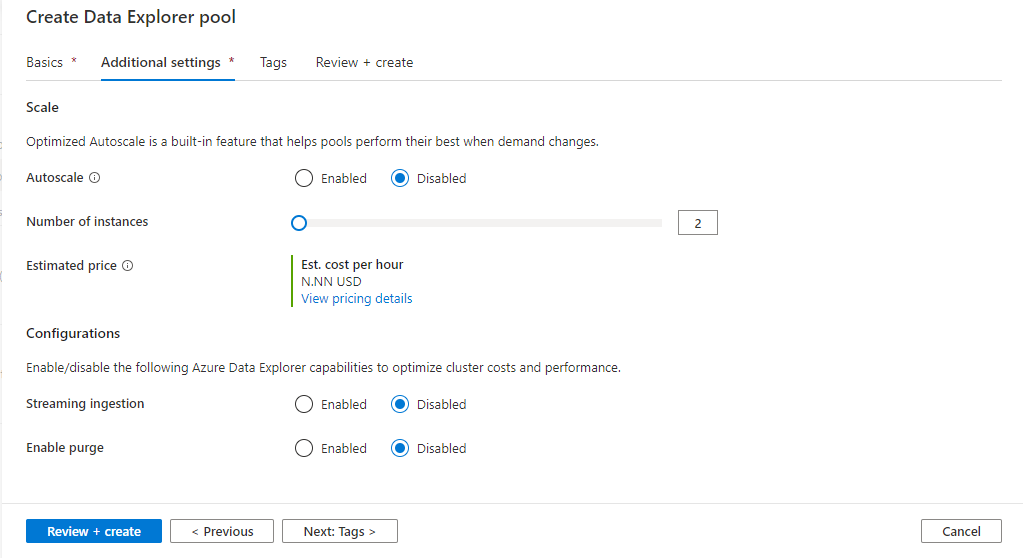 Configuración avanzada para el nuevo grupo de Data Explorer de Synapse Studio