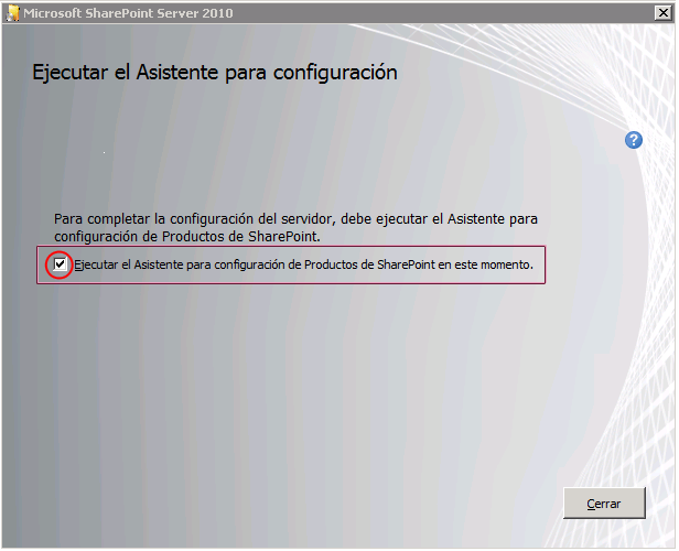 La página de instalación solicita más valores de configuración
