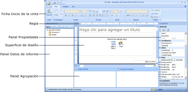 Vista diseño del Generador de informes 2.0