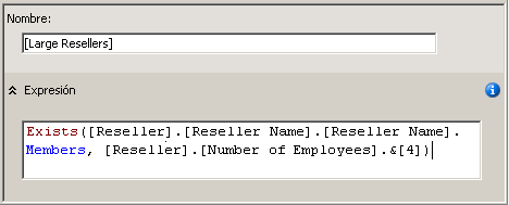 Panel de expresiones de cálculo para [Large Resellers]