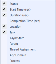 Parallel_Tasks_ContextMenu Shortcut view menu in Tasks window