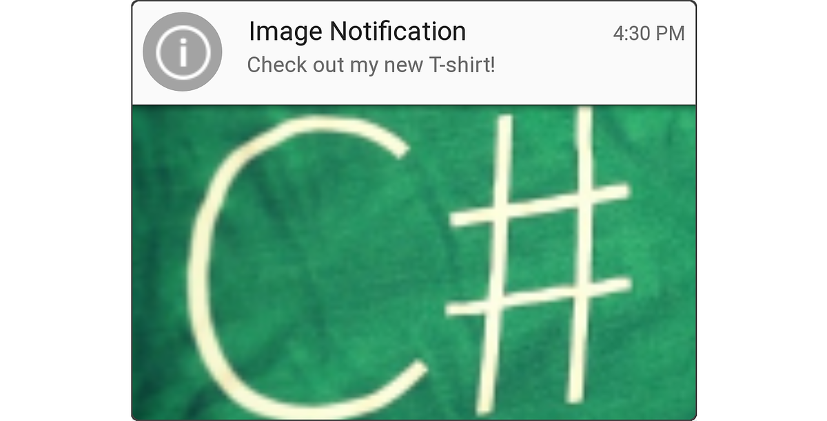 Imagen de camiseta de ejemplo en notificación