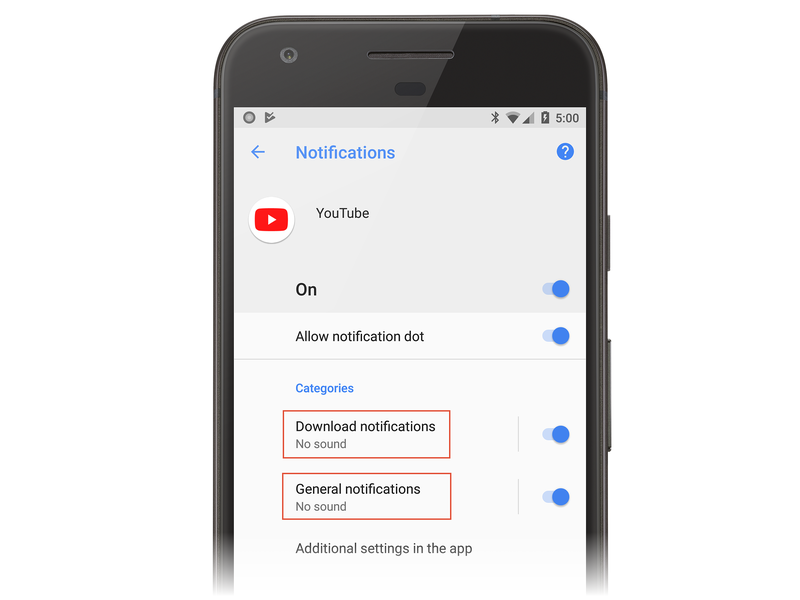 Pantallas de notificación para YouTube en Android Oreo