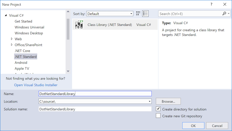 Create new .NET Standard class library Creating a New .NET Standard Class Library
