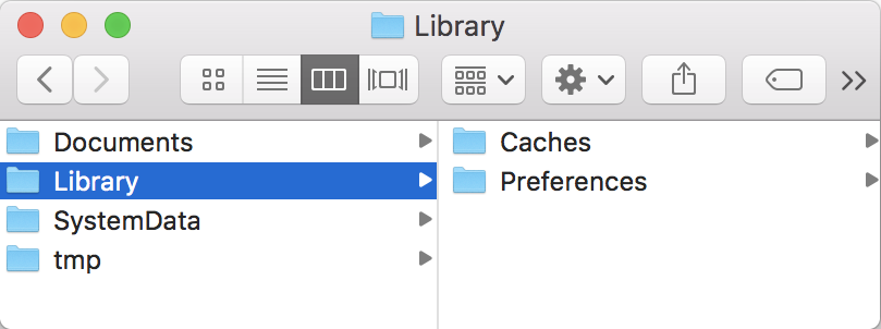 En esta captura de pantalla se muestra la estructura de directorios en una ventana de Finder