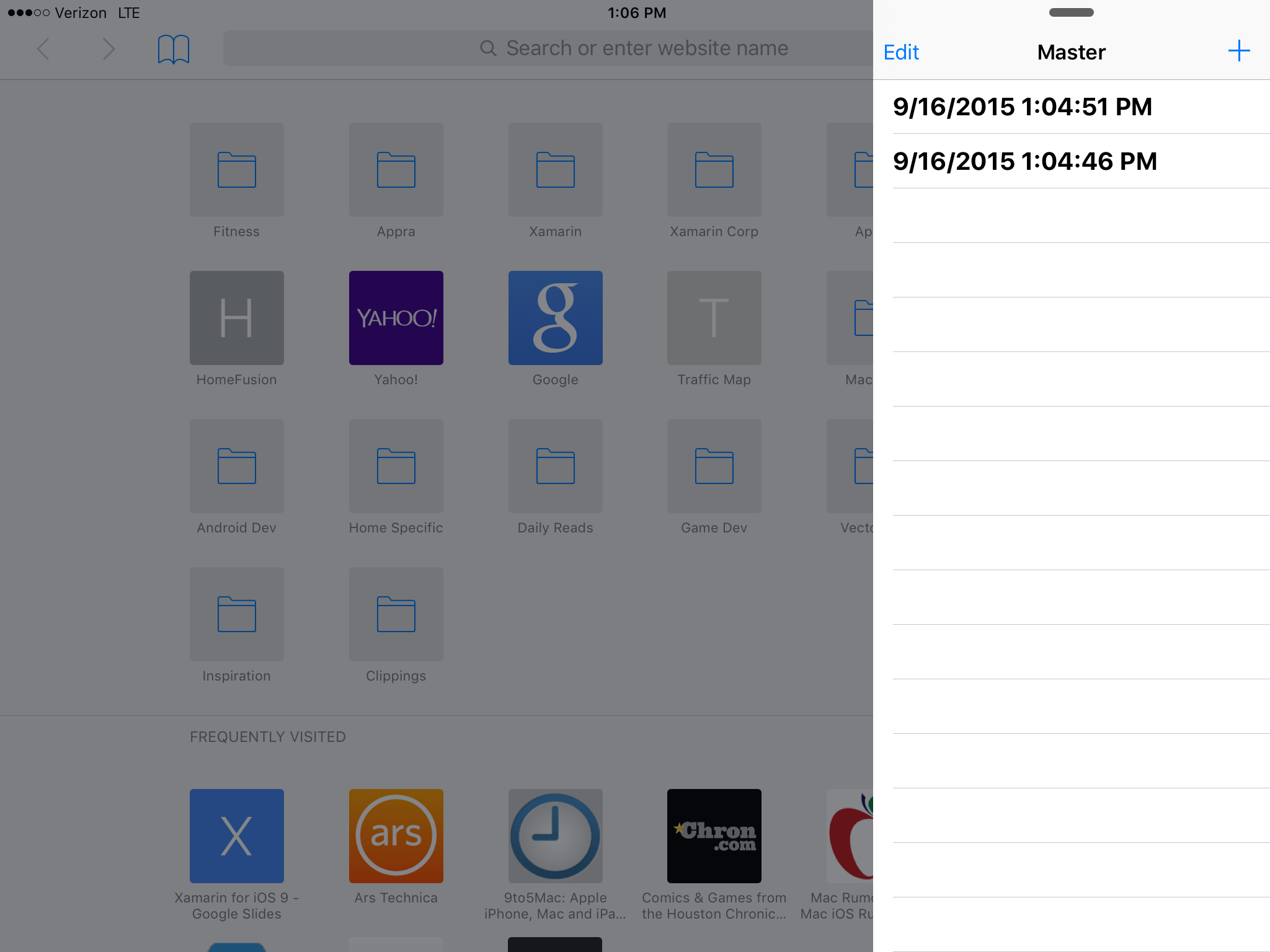 Solo la lista presentada cuando el dispositivo está horizontal