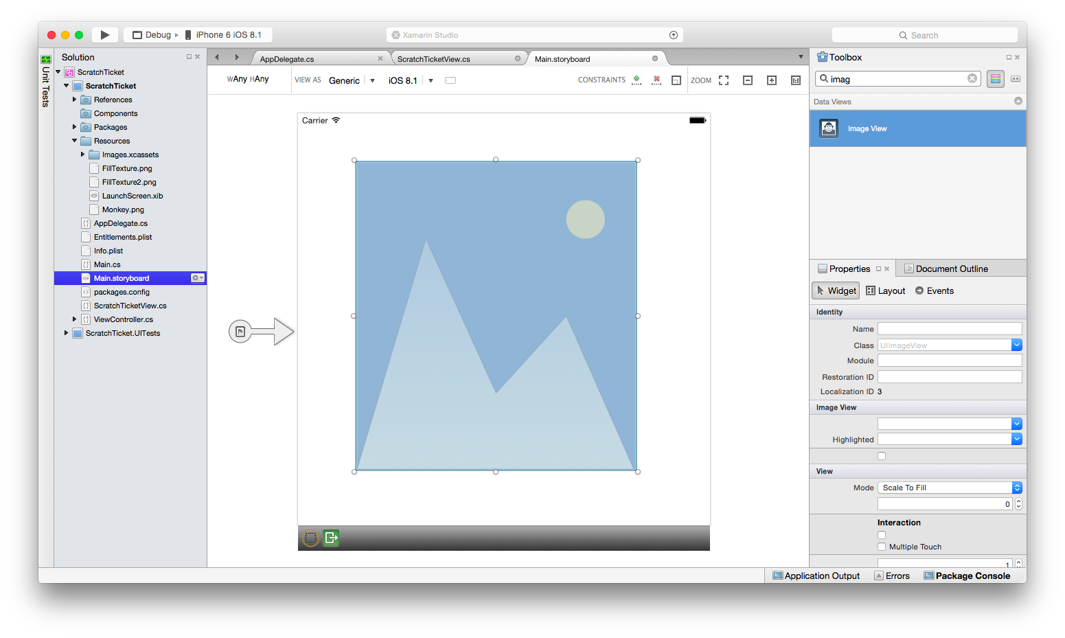 Una vista de imagen agregada al diseño