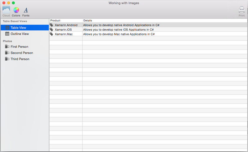 Ejemplo de visualización de una imagen en una aplicación Ejemplo de visualización de una imagen en una aplicación