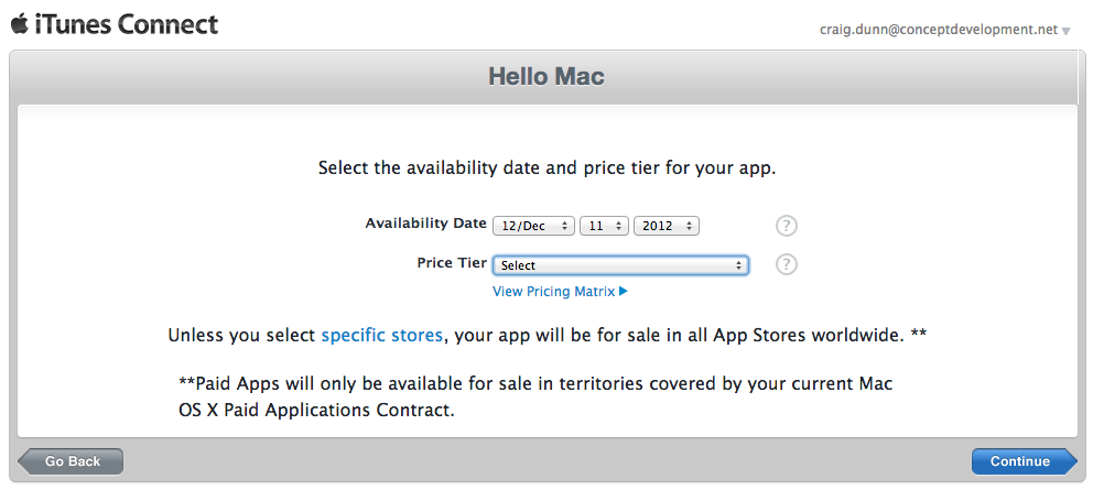 Setting the available date and price