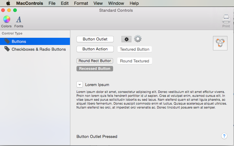 Un ejemplo de los distintos tipos de botones