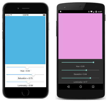 Modelo de color HSL Captura de pantalla triple de TK