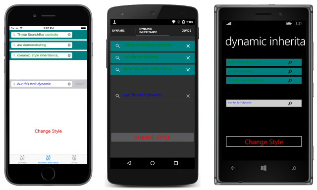Ejemplo de herencia de estilo dinámico verde