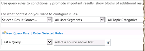 Sección Contexto en la página Administrar reglas de consulta en SharePoint Server 2013