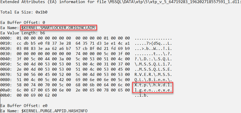Captura de pantalla de la salida fsutil.