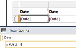 Captura de pantalla de una tabla en la que se muestra el identificador de fila y dos columnas de expresión de fecha.