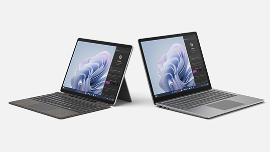 Captura de pantalla que muestra Surface Pro 10 y Surface Laptop 6.