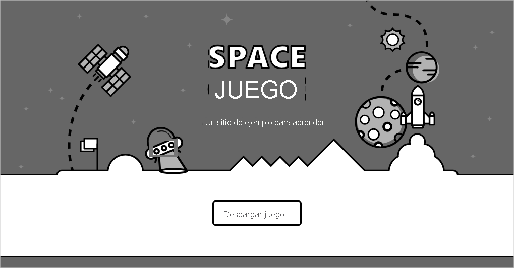 Captura de pantalla de un explorador web en la que se muestra el sitio web de Space Game.